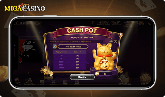 Cash Pot Bonuses at MIGA Casino - Save & Withdraw Anytime!